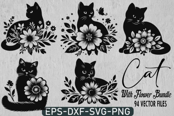 94 Cat with Flowers SVG Bundle Review
