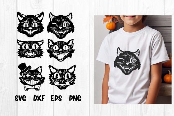 Black Cat Retro Svg for Embroidery Projects