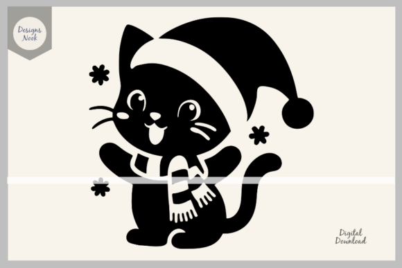 Cat Santa SVG Clipart for Embroidery Projects