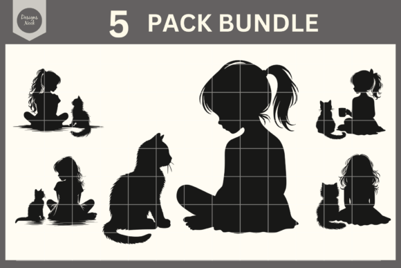 Girl and Kitten SVG Clipart Silhouette Review