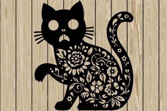 Halloween Floral Scared Cat Stencil SVG Review