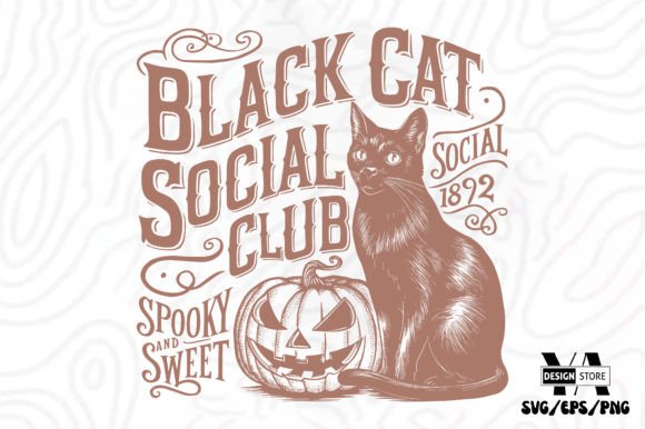 Halloween Witch Black Cat Club SVG PNG