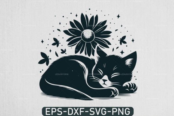 Sleeping Cat with Flowers SVG Design Review